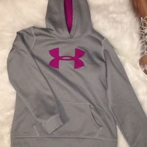 Grey & purple under armour hoodie